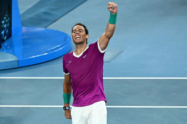 El tenista español Rafael Nadal tras vencer en la semifinal al italiano Matteo Berrettini. EFE/EPA/DEAN LEWINS AUSTRALIA AND NEW ZEALAND OUT