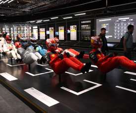 Vista de una instalación en la presentación de Fórmula 1. La exposición, en Madrid. EFE/Kiko Huesca