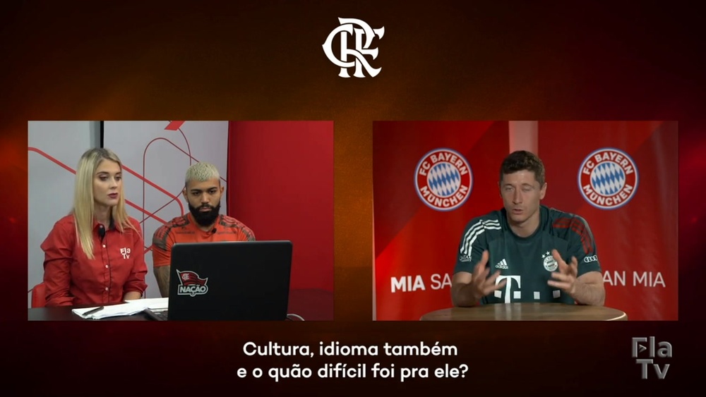 Lewangol? Gabigol bate papo com Lewandowski. DUGOUT