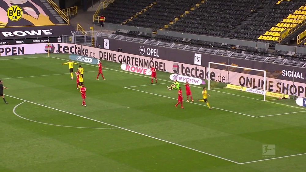Le doublé d'Erling Haaland contre Leverkusen. Dugout